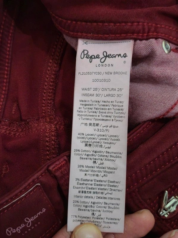 Women Pepe Jeans New Brooke Lotus Red Slim W25 L30 Jeans