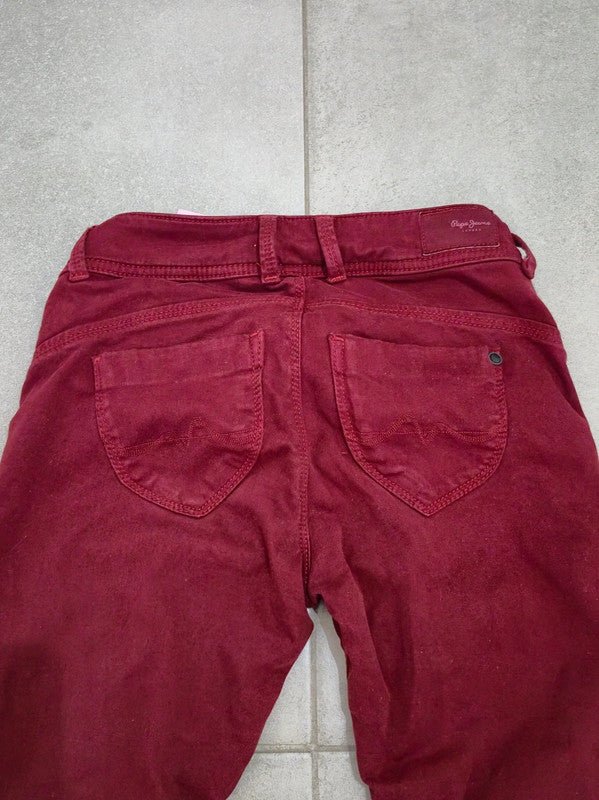 Women Pepe Jeans New Brooke Lotus Red Slim W25 L30 Jeans