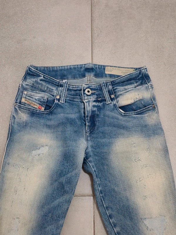 Women Diesel Grupee Zip Light Blue Skinny W24 L32 Jeans