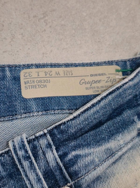 Women Diesel Grupee Zip Light Blue Skinny W24 L32 Jeans