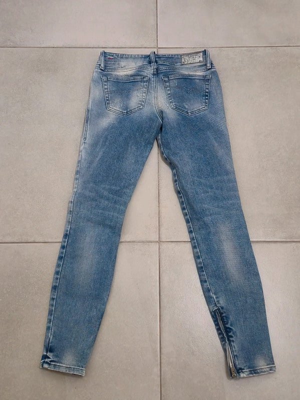 Women Diesel Grupee Zip Light Blue Skinny W24 L32 Jeans