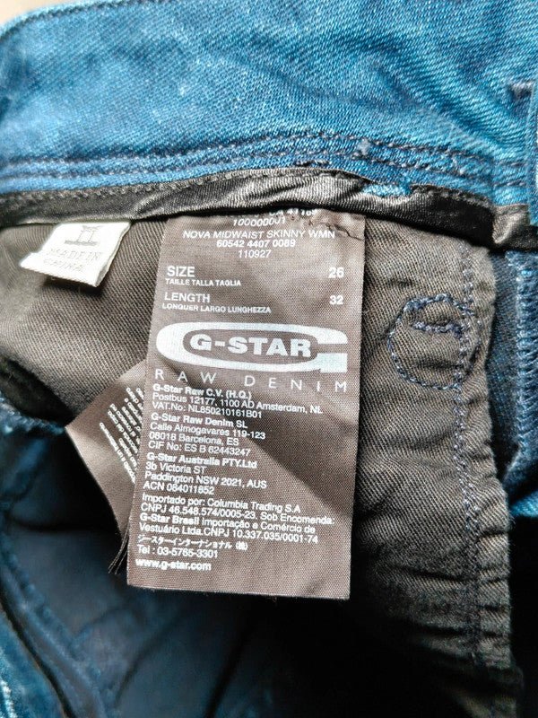 Women G - star Nova Midwaist Blue Skinny W26 L32 (EU 36/S) Jeans