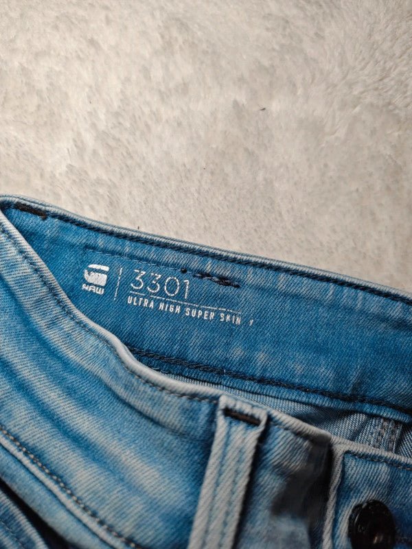 Women G - Star RAW 3301 Light Blue Super Skinny W25 L32 (EU 34/XS) Jeans
