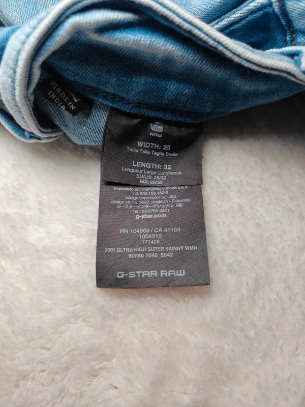 Women G - Star RAW 3301 Light Blue Super Skinny W25 L32 (EU 34/XS) Jeans