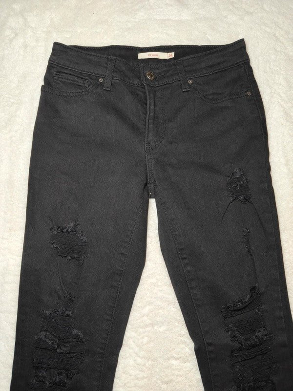 Women Levi's 711 Black Skinny W26 L30 (EU 36/S) Jeans