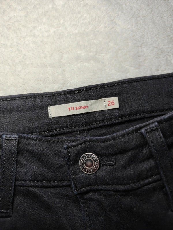 Women Levi's 711 Black Skinny W26 L30 (EU 36/S) Jeans