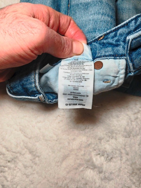 Women G - Star RAW 3301 High Boyfriend Light Blue Boyfriend W24 L30 EU 34 XS Jeans