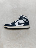 Men Air Jordan 1 Mid Obsidian White Metallic Gold EU 42 Sneakers