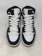 Men Air Jordan 1 Mid Obsidian White Metallic Gold EU 42 Sneakers