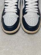 Men Air Jordan 1 Mid Obsidian White Metallic Gold EU 42 Sneakers