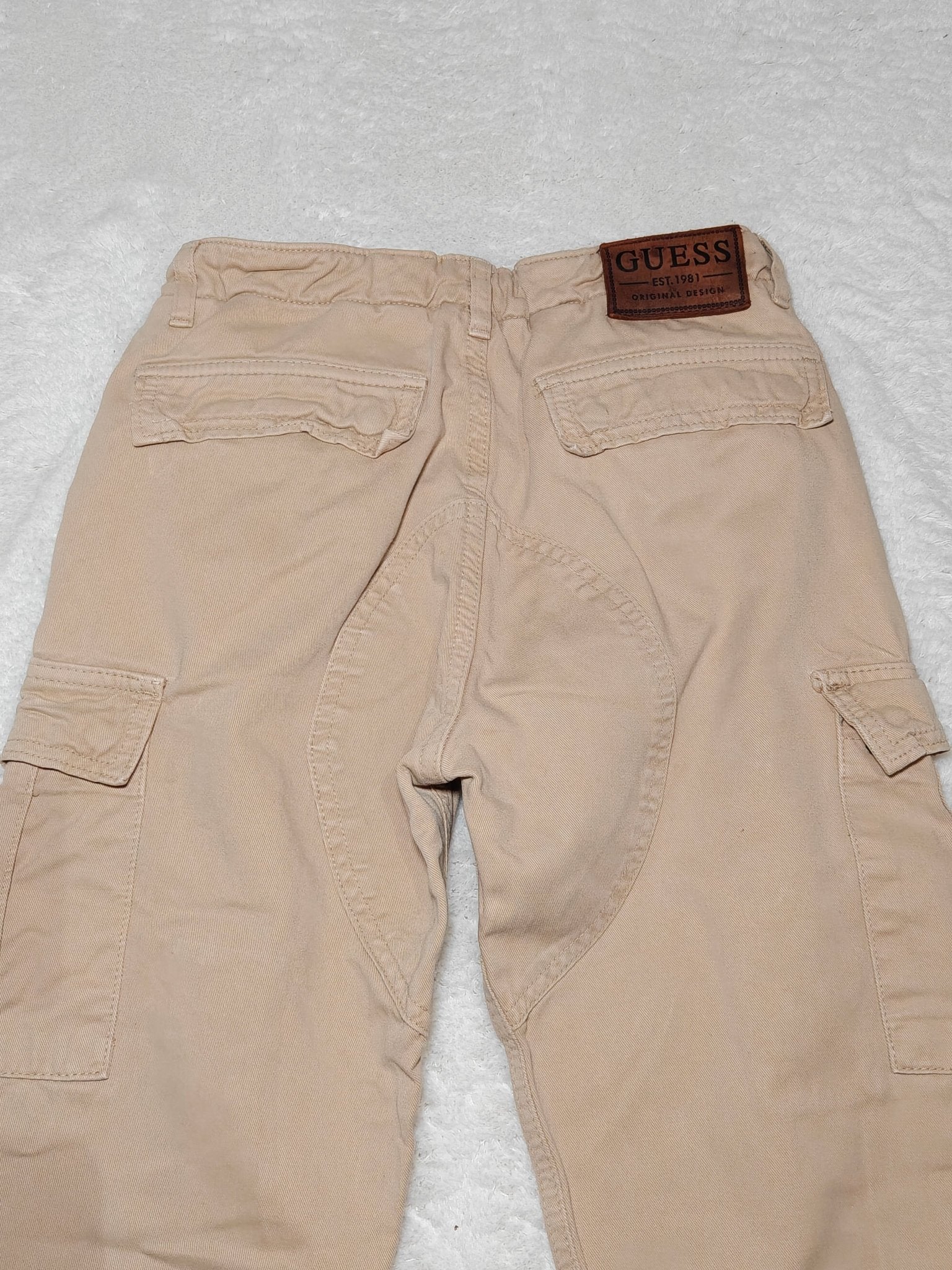 Women GUESS Beige Cargo Slim W24 EU 34 XS Cargo Jeans