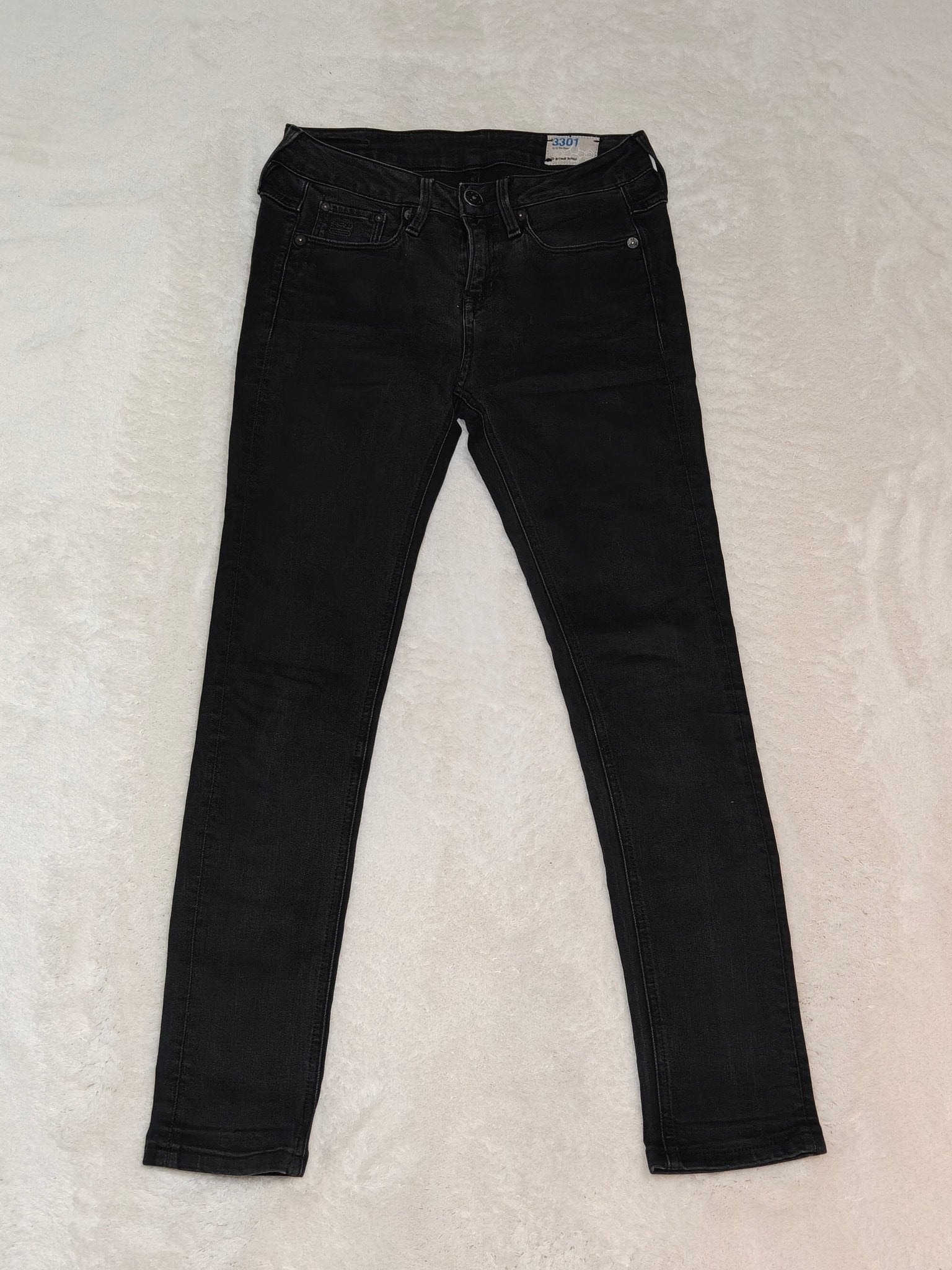 Women G - Star RAW 3301 Contour Black Faded Skinny W27 L30 EU 36 S Jeans