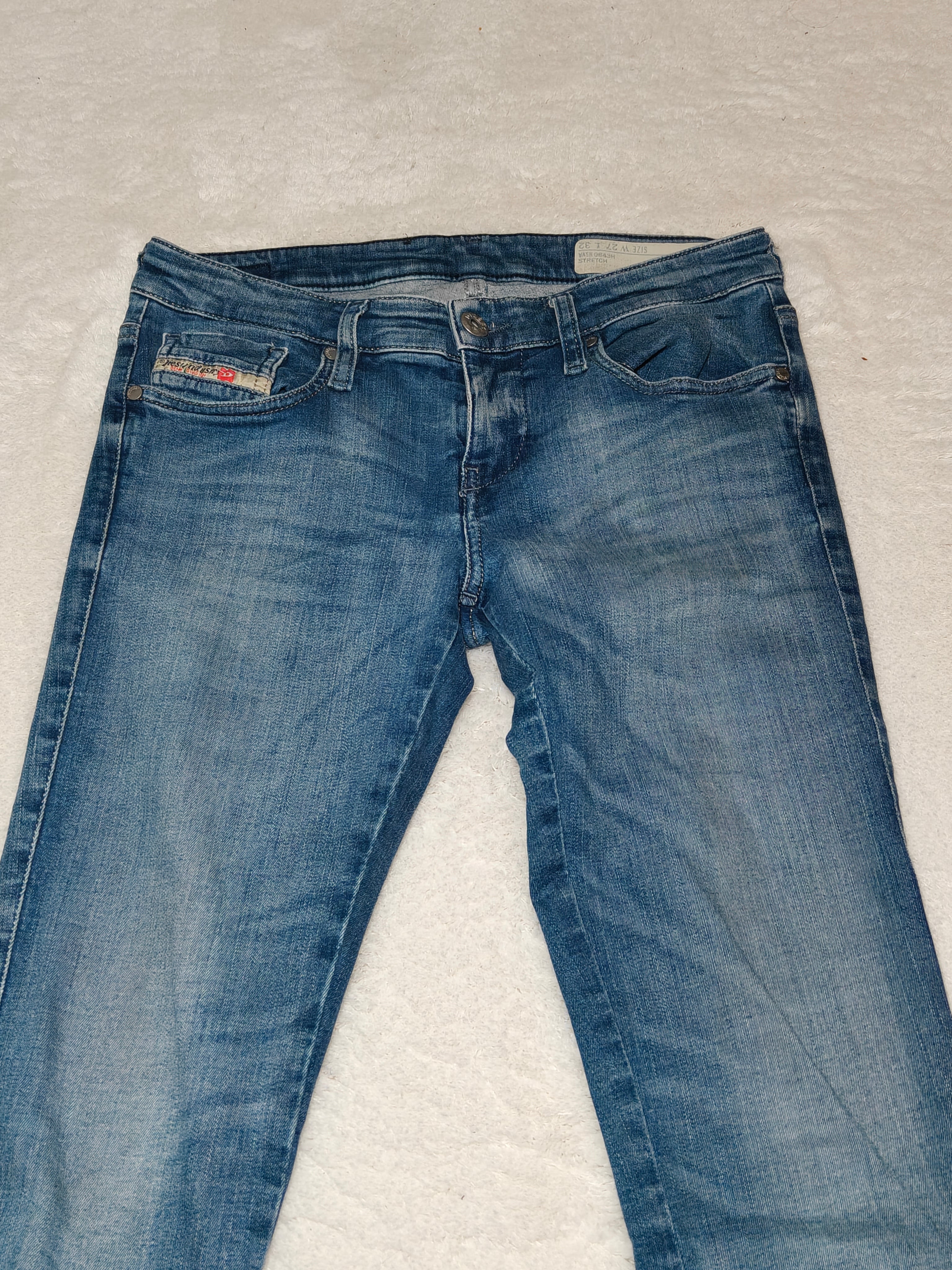 Women Diesel Skinzee Los Zip Blue Wash 0843H Super Slim Skinny W27 L32 EU 36 S Jeans