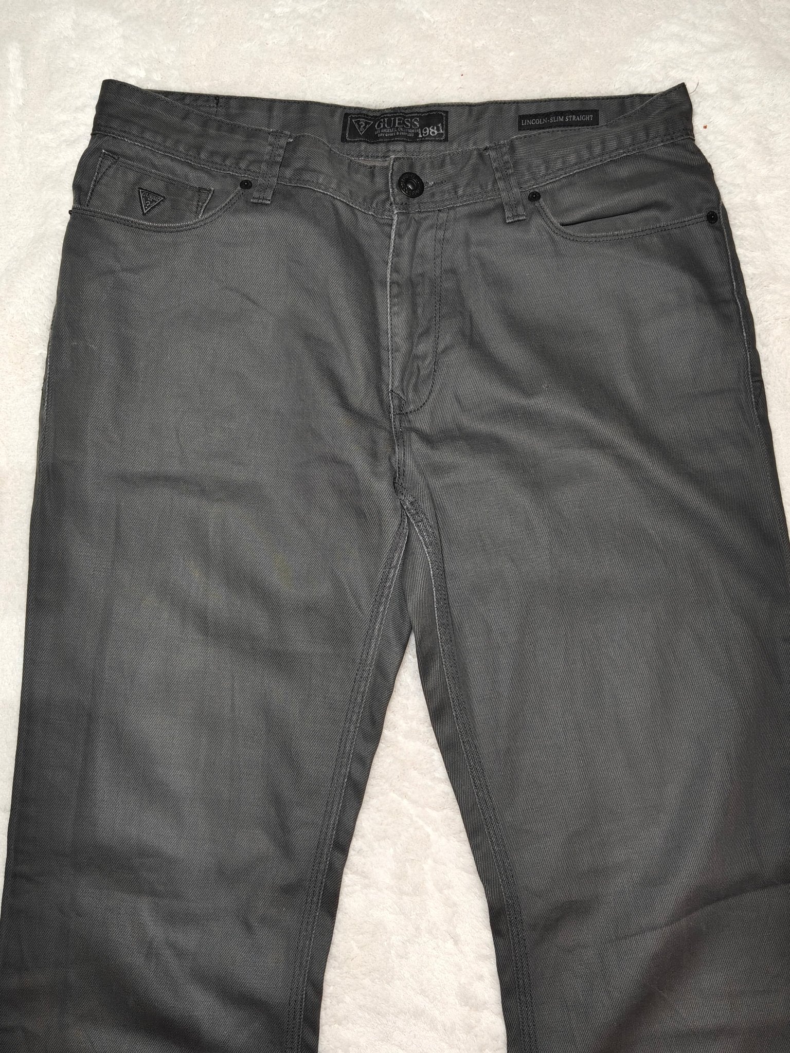 Men Guess Lincoln Grey Slim Straight W34 L32 Jeans