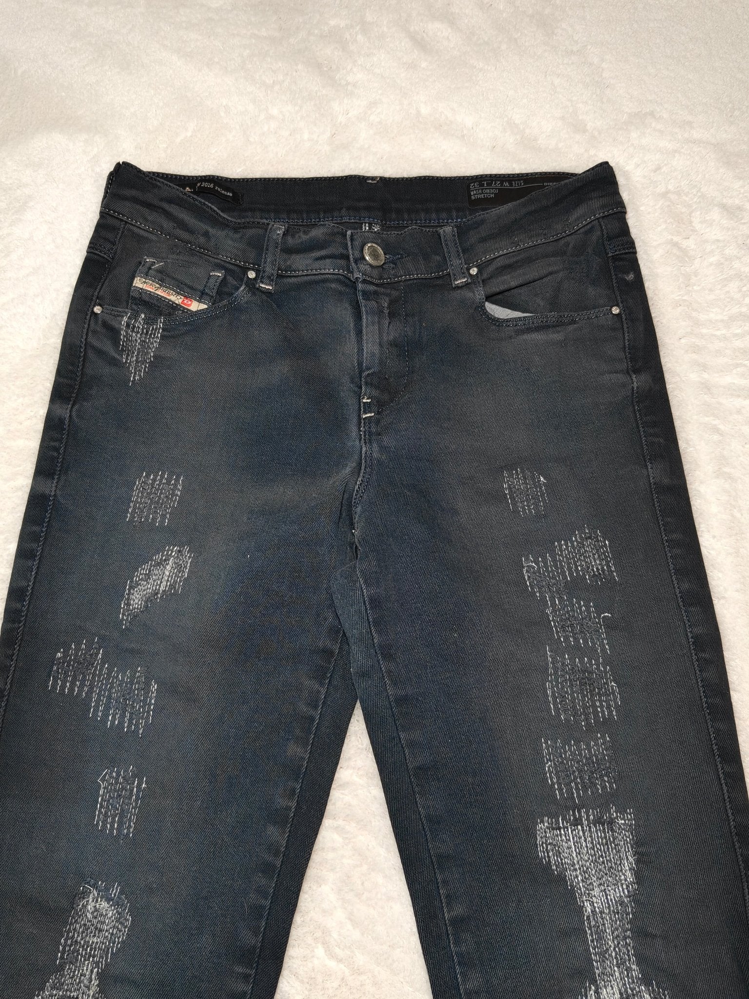 Women Diesel Sandy Dark Blue Faded Wash 0830J Slim Straight W27 L32 EU 36 S Jeans