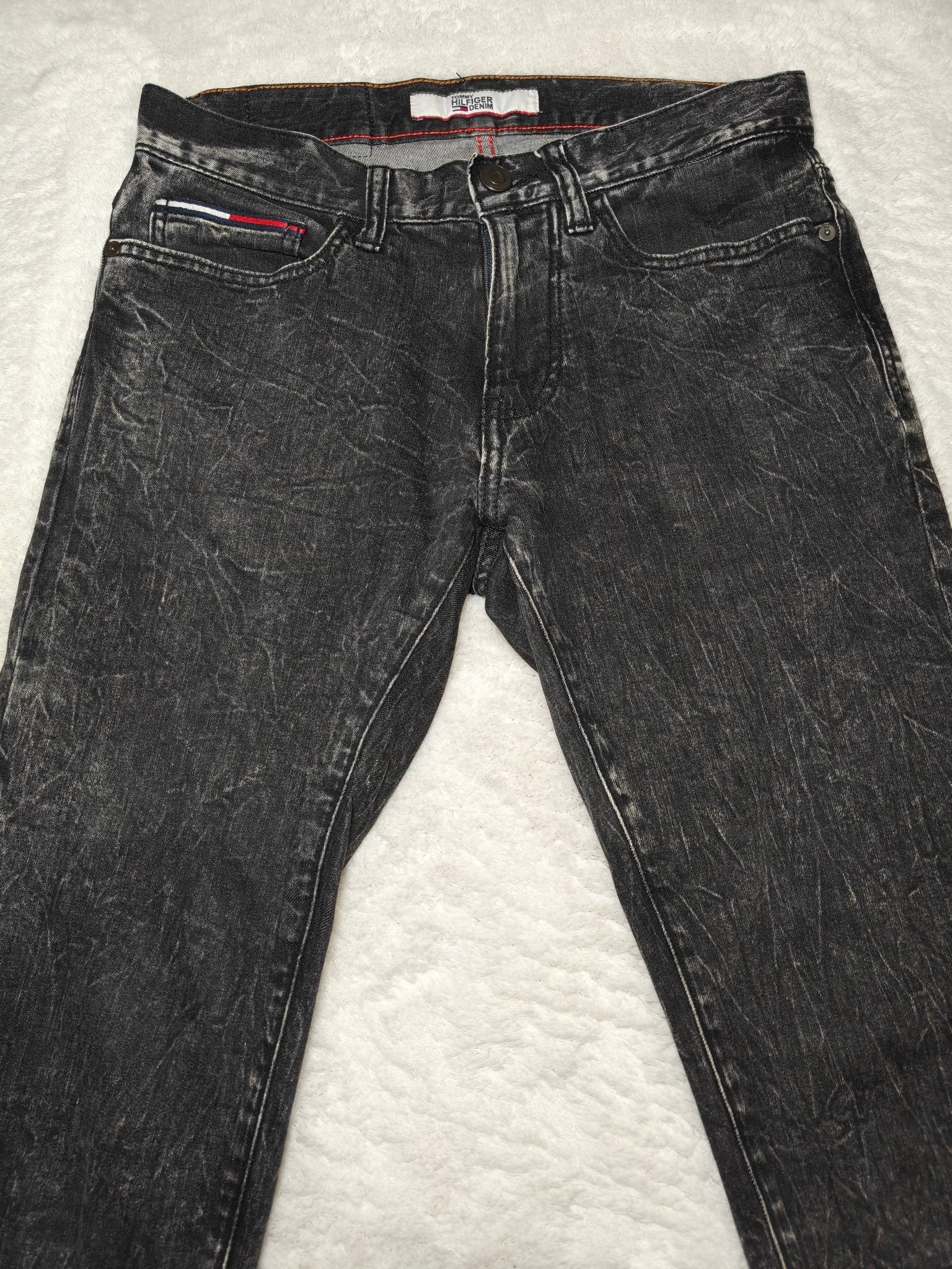 Men Tommy Hilfiger Étroite Black Faded Slim W29 L30 Jeans