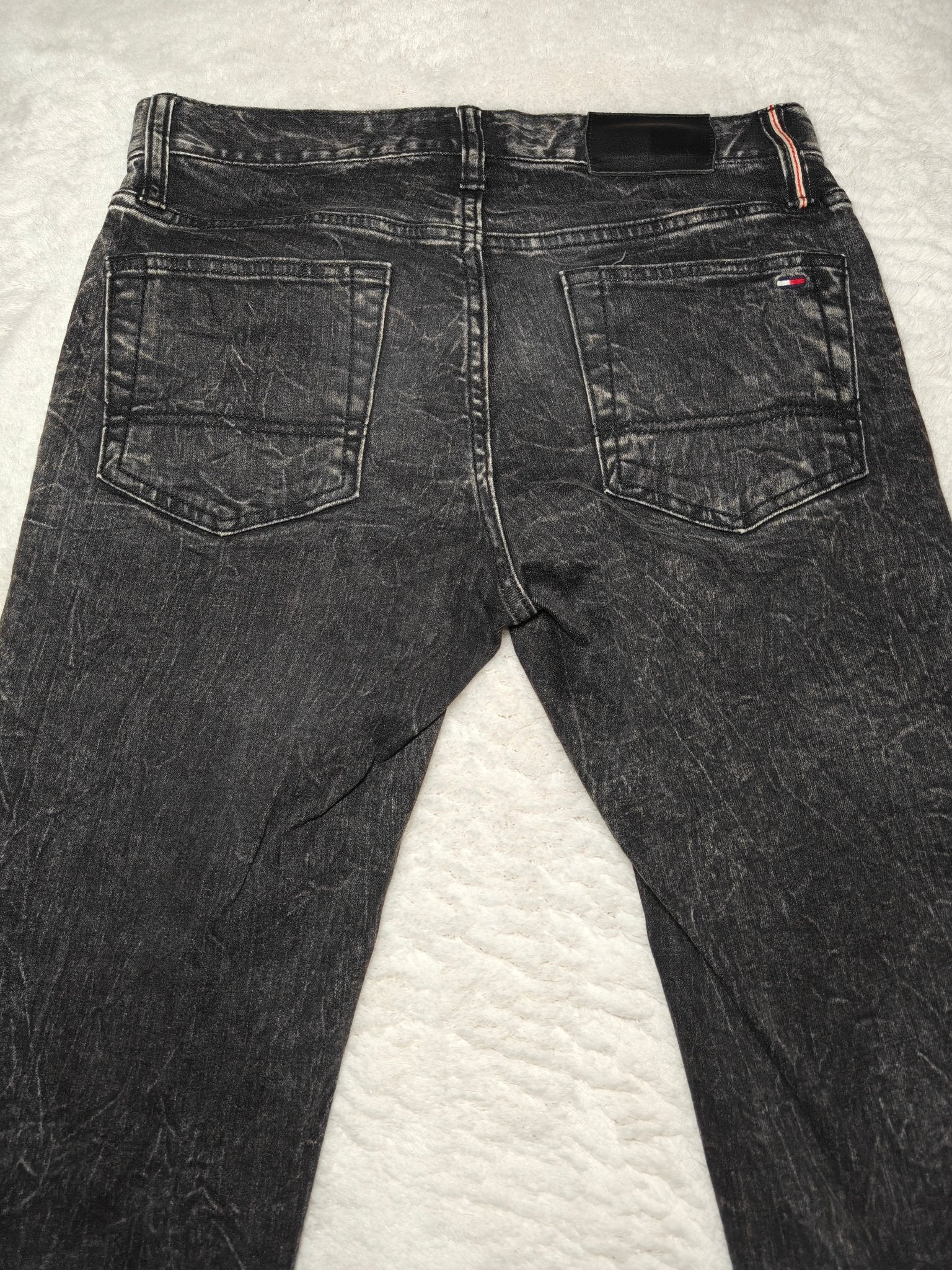 Men Tommy Hilfiger Étroite Black Faded Slim W29 L30 Jeans