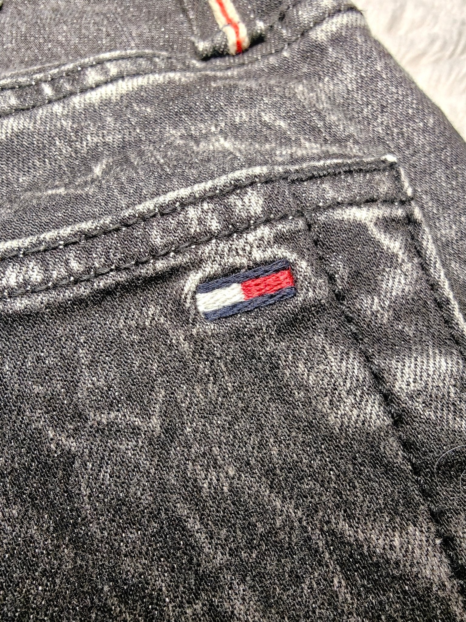 Men Tommy Hilfiger Étroite Black Faded Slim W29 L30 Jeans