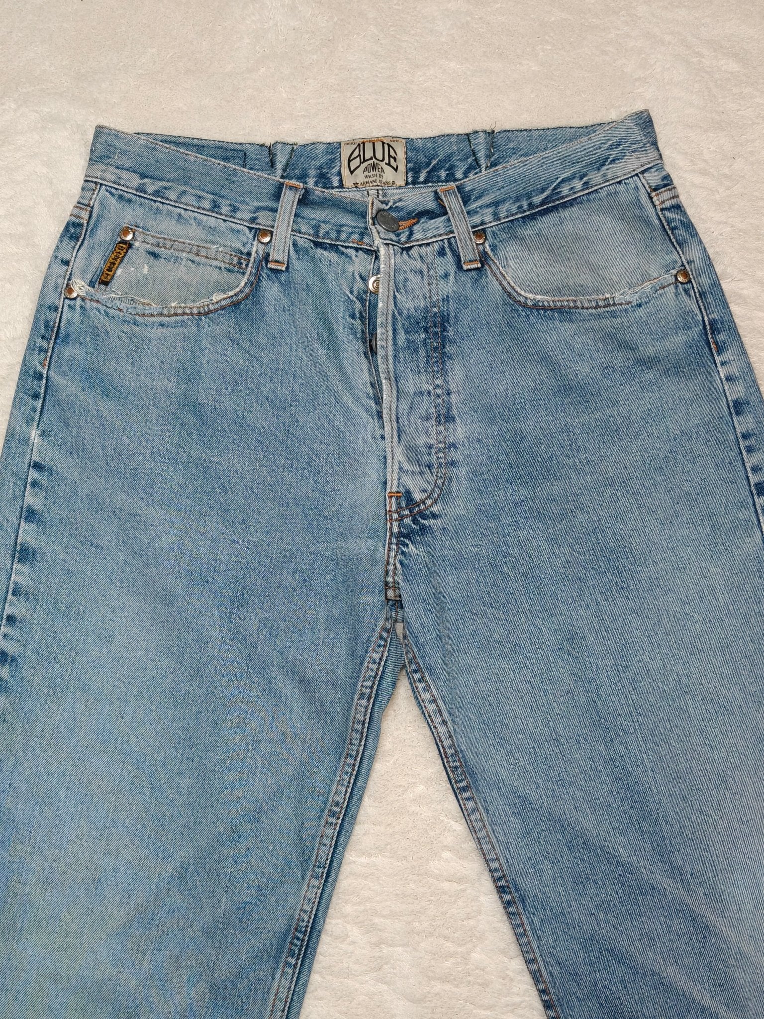 Men Armani Blue Power Blue Straight W34 L32 Jeans