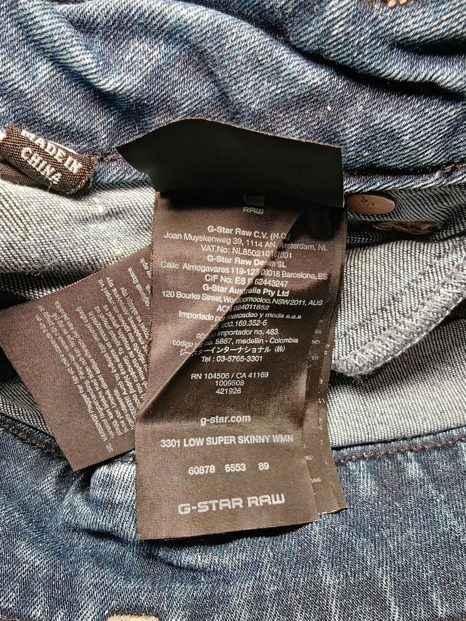Women G - star 3301 Blue Skinny W28 L30 (EU 38/M) Jeans