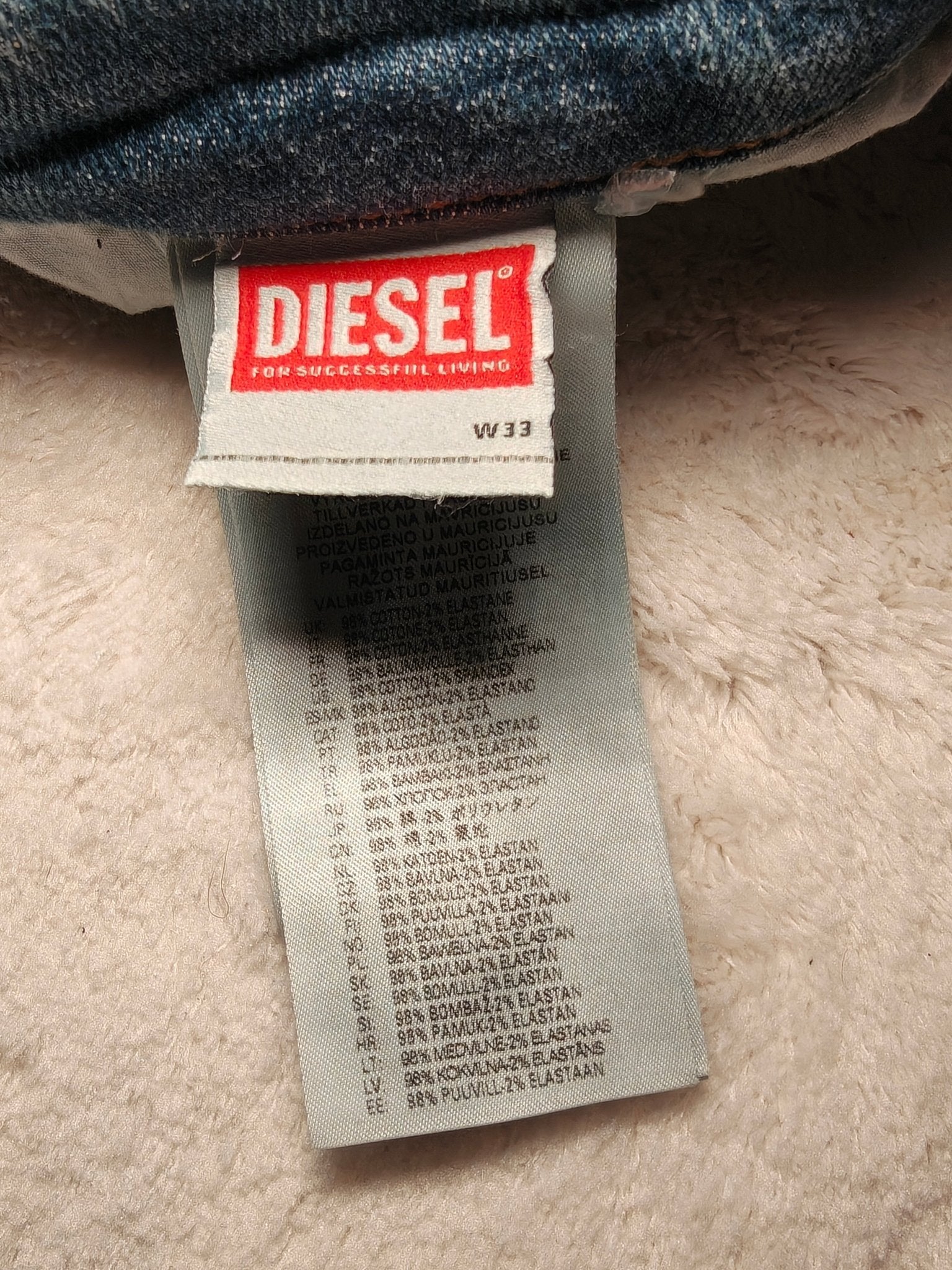 Men Diesel D - Luster Blue Regular Slim W33 L30 Jeans