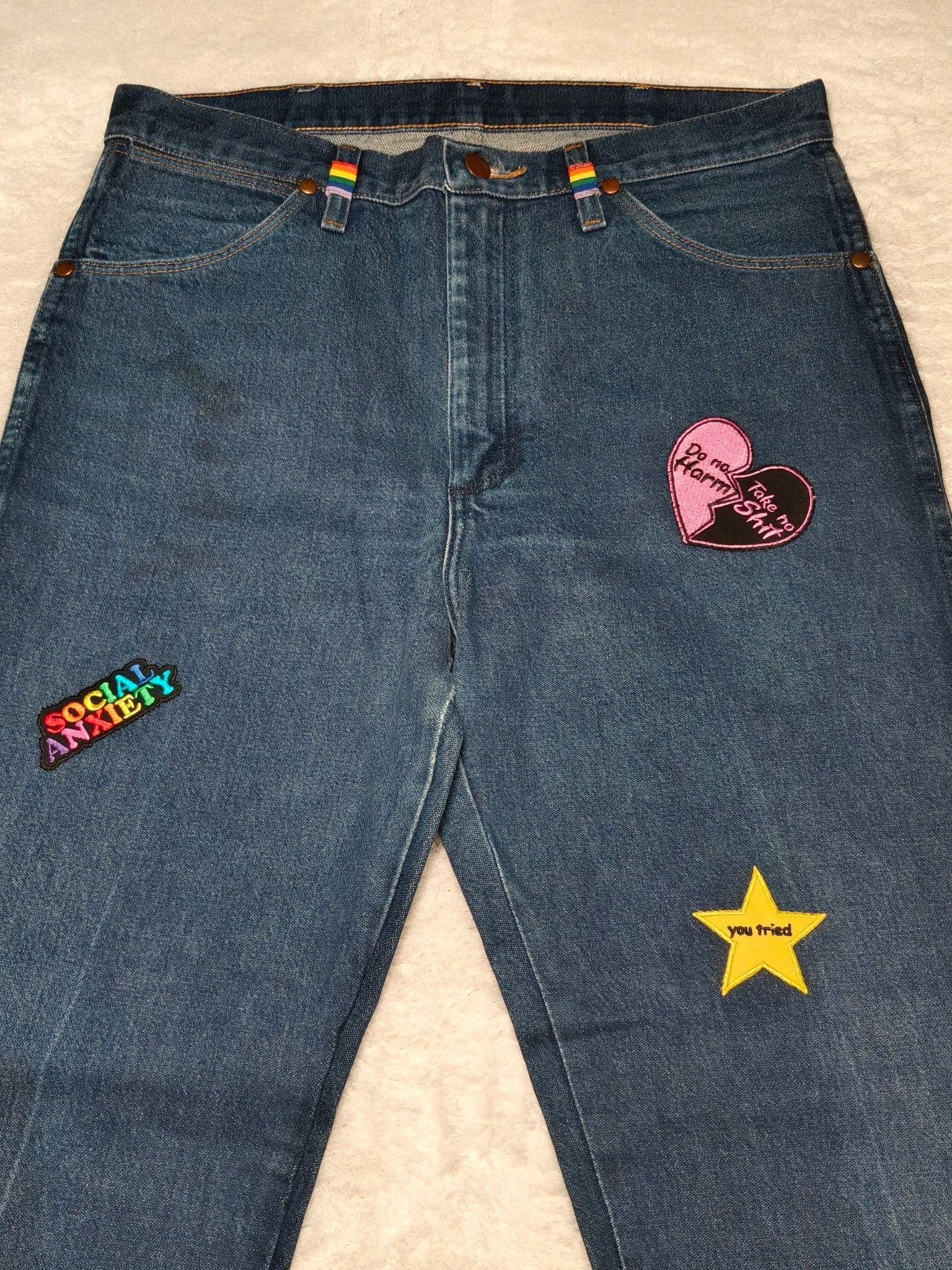 Men Wrangler 13MWZ Blue Cowboy Cut Straight W33 L30 Jeans