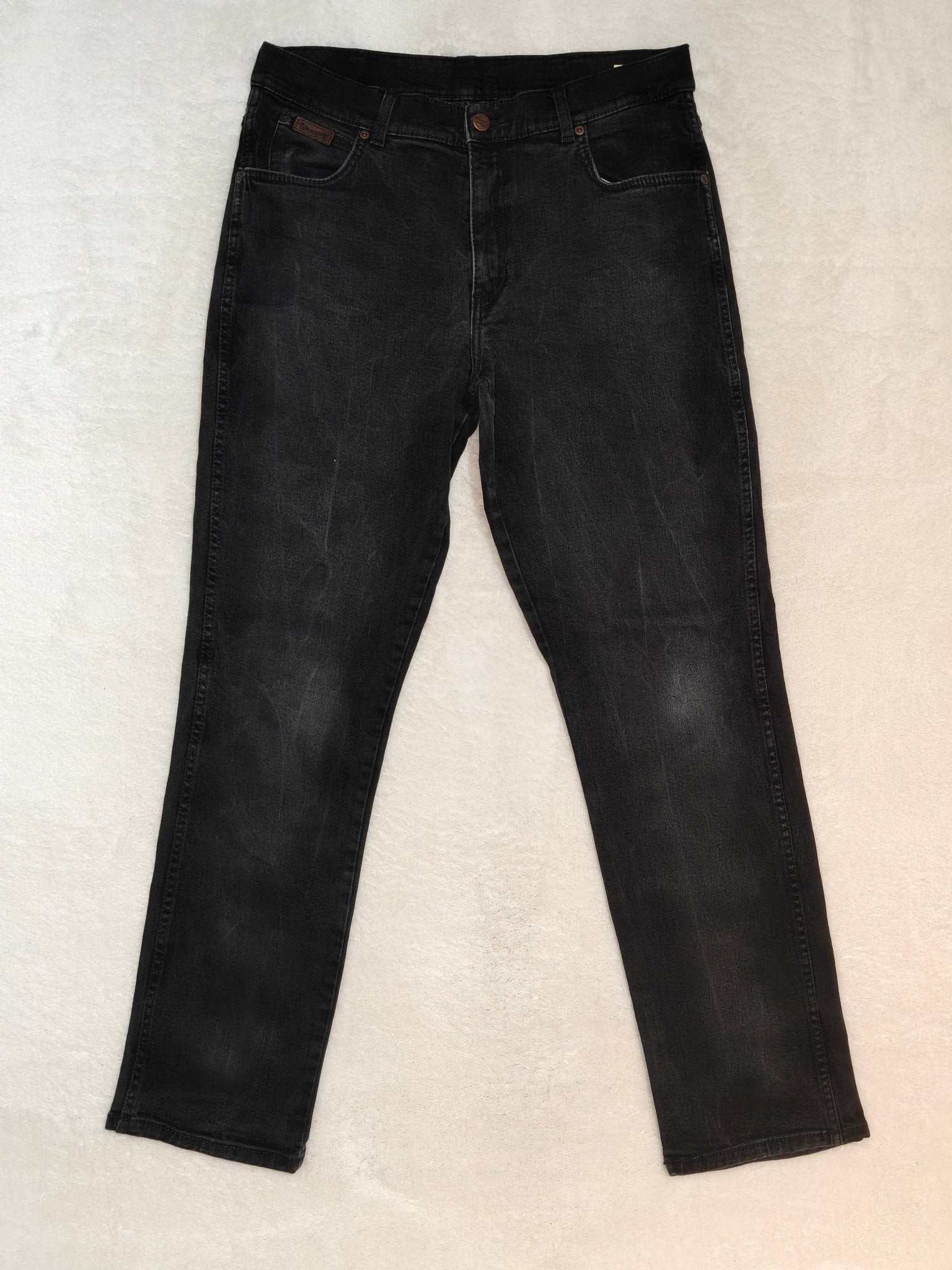 Men Wrangler Texas Stretch Black Straight W36 L34 Jeans