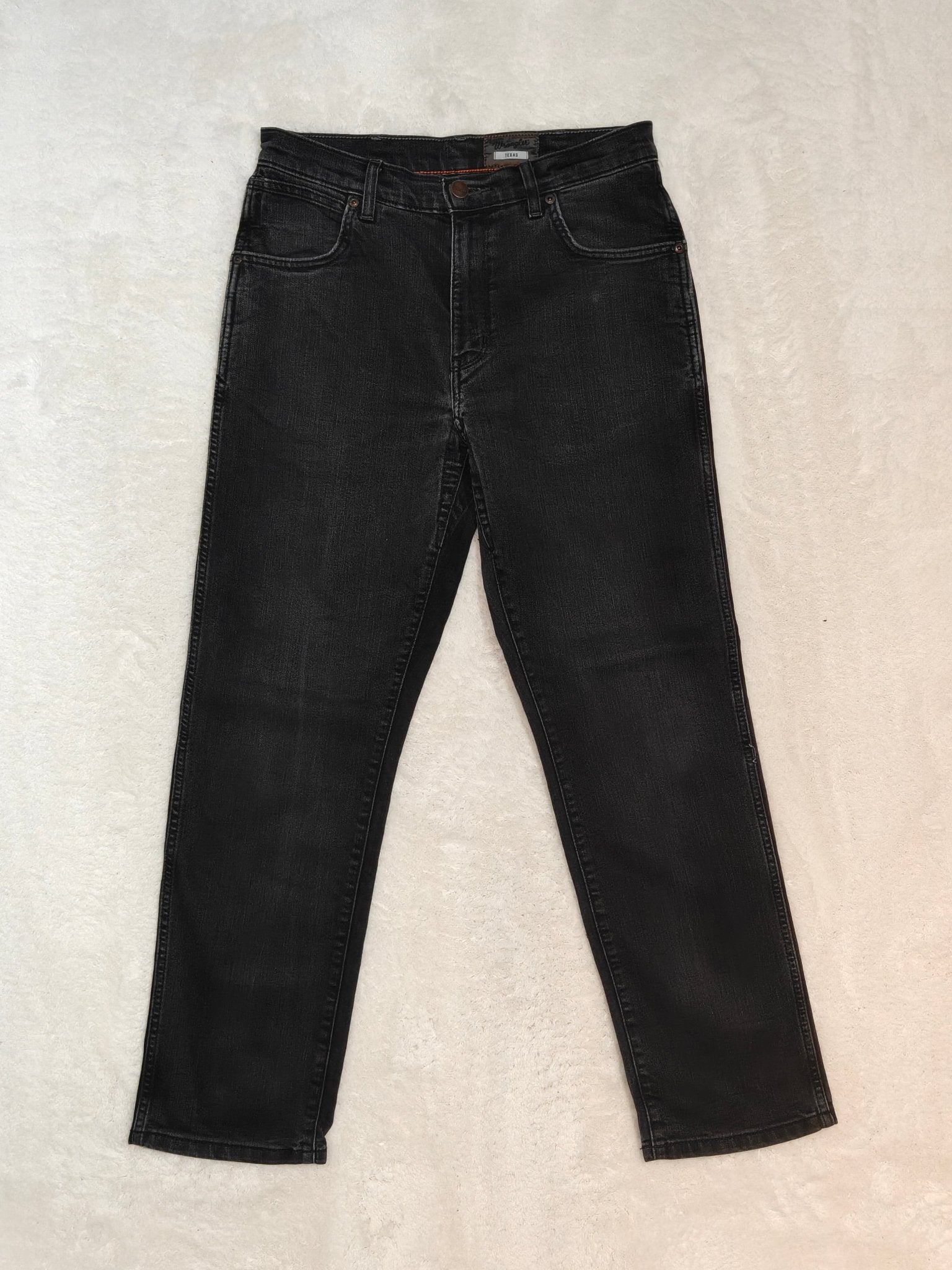Men Wrangler Texas Stretch Black Straight W32 L30 Jeans