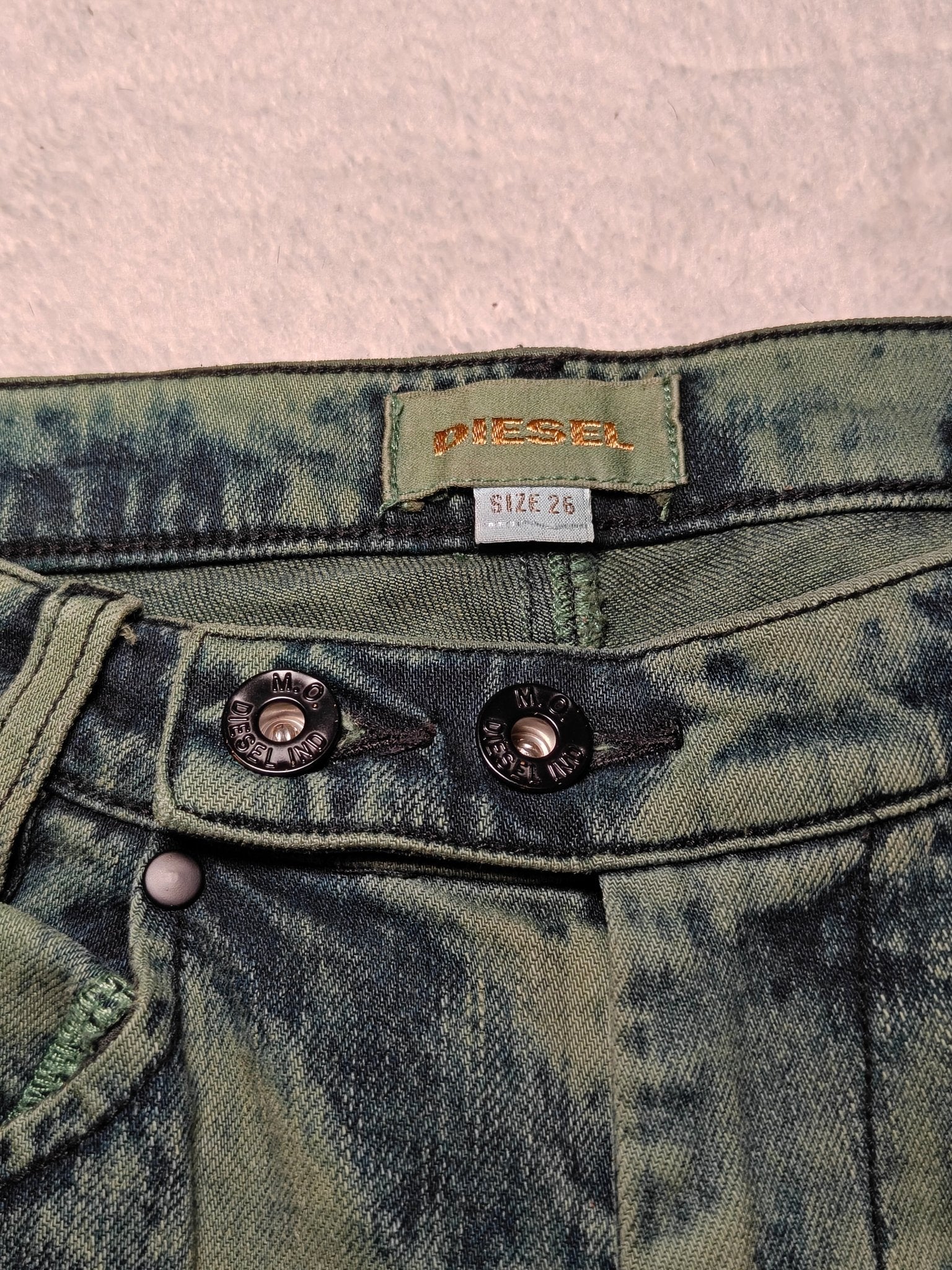 Women Diesel Green Acid Wash Slim Fit W26 L30 (EU 36/S) Jeans