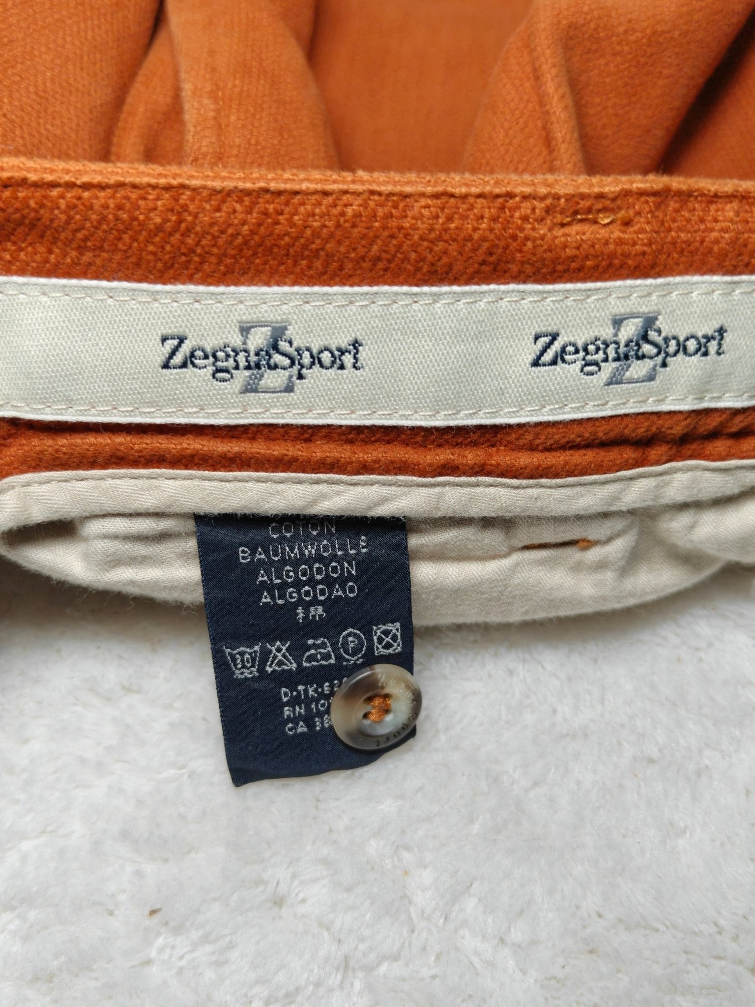 Men Zegna Sport Brown Straight W34 L30 Trousers