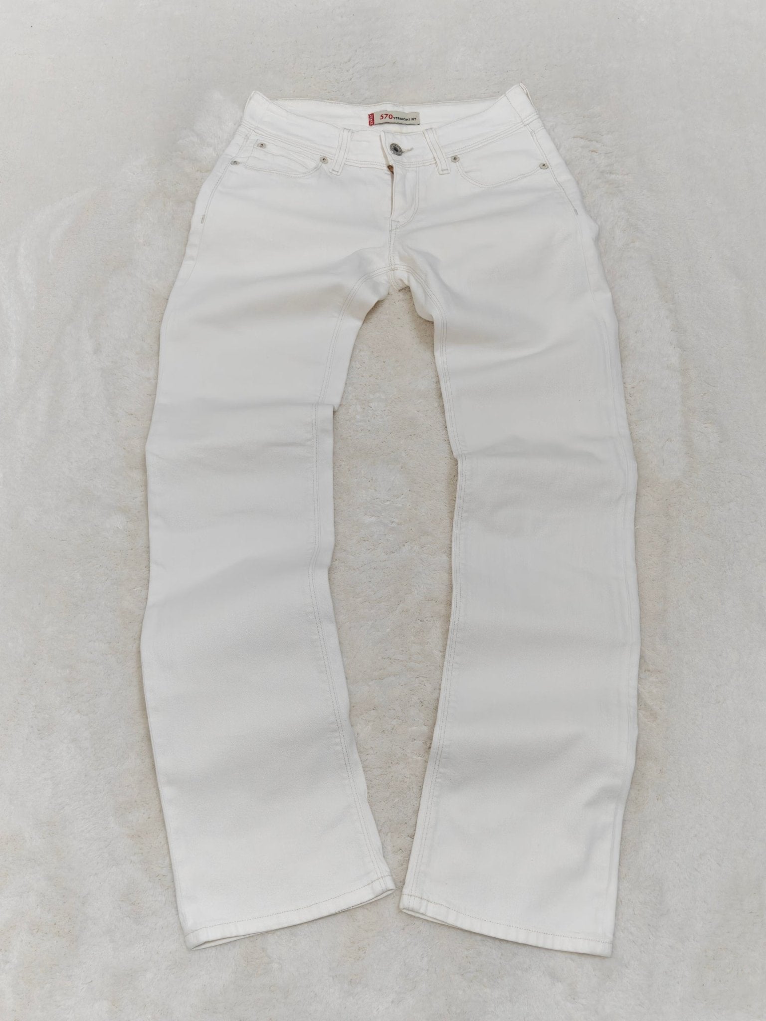 Women Levi's 570 White Straight W26 L34 (EU 36/S) Jeans