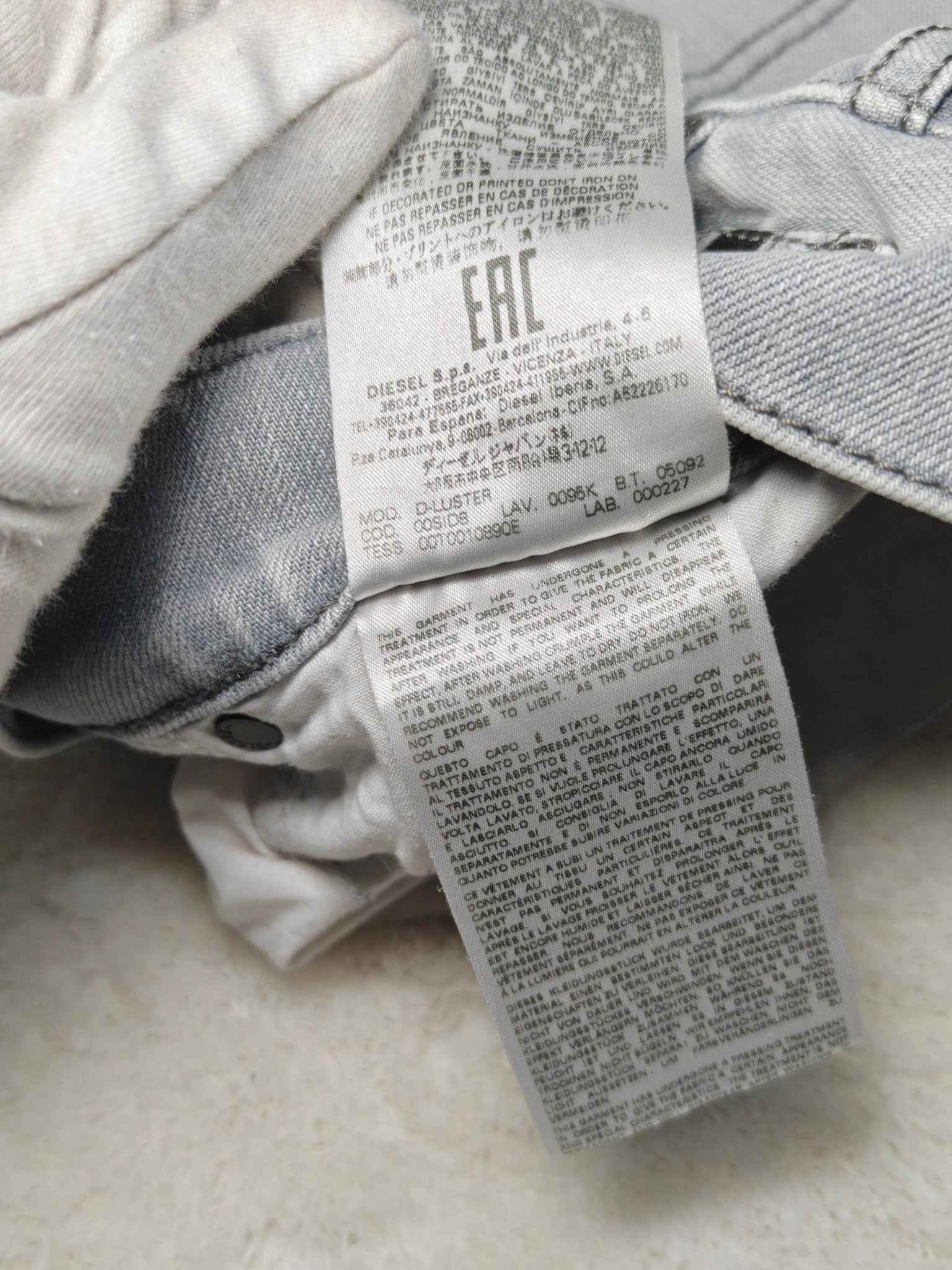 Men Diesel D - Luster Grey Wash 0095K Slim W30 L30 Jeans