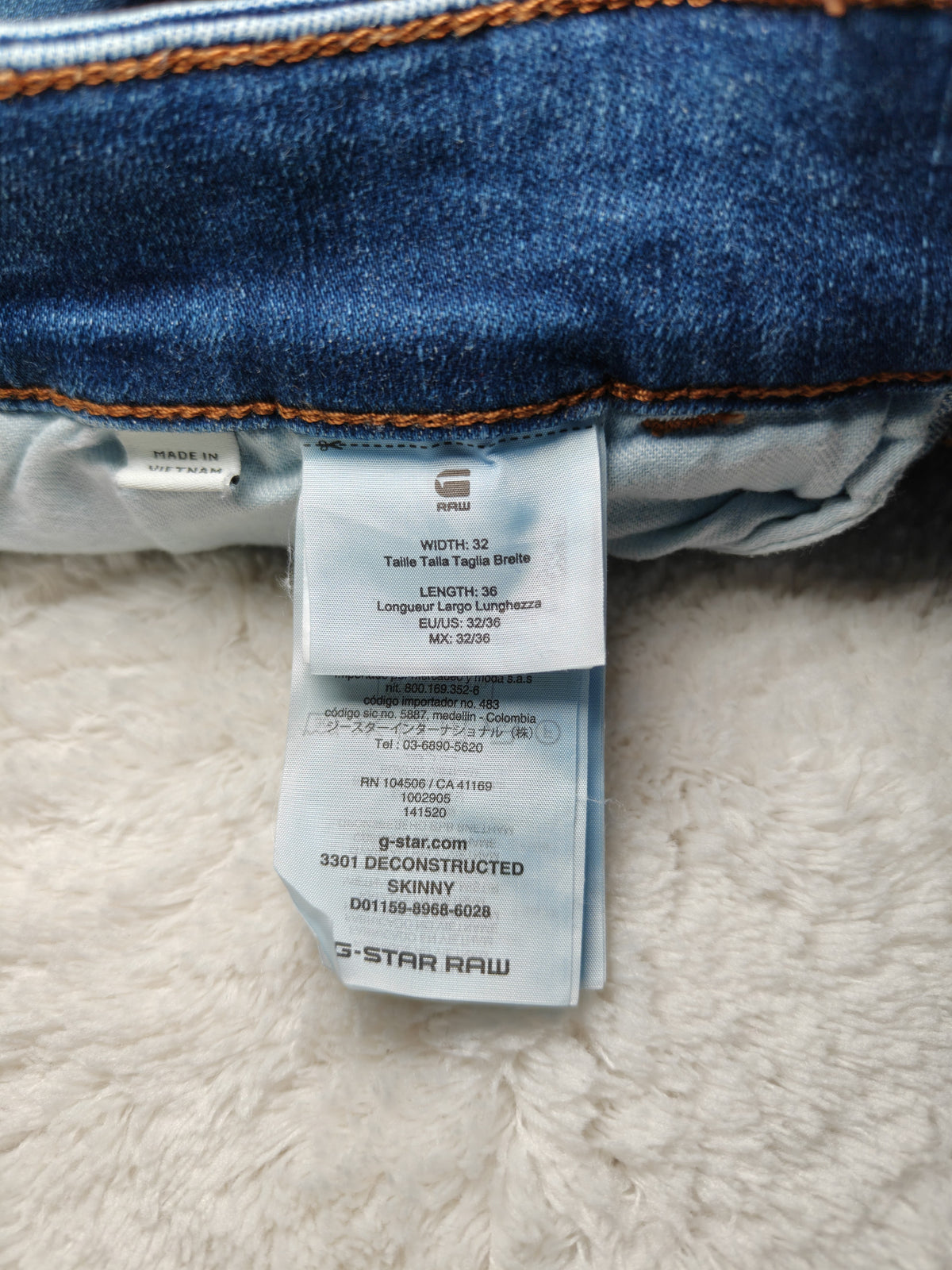 Men G-Star RAW 3301 Deconstructed Light Blue Skinny W32 L36 Jeans