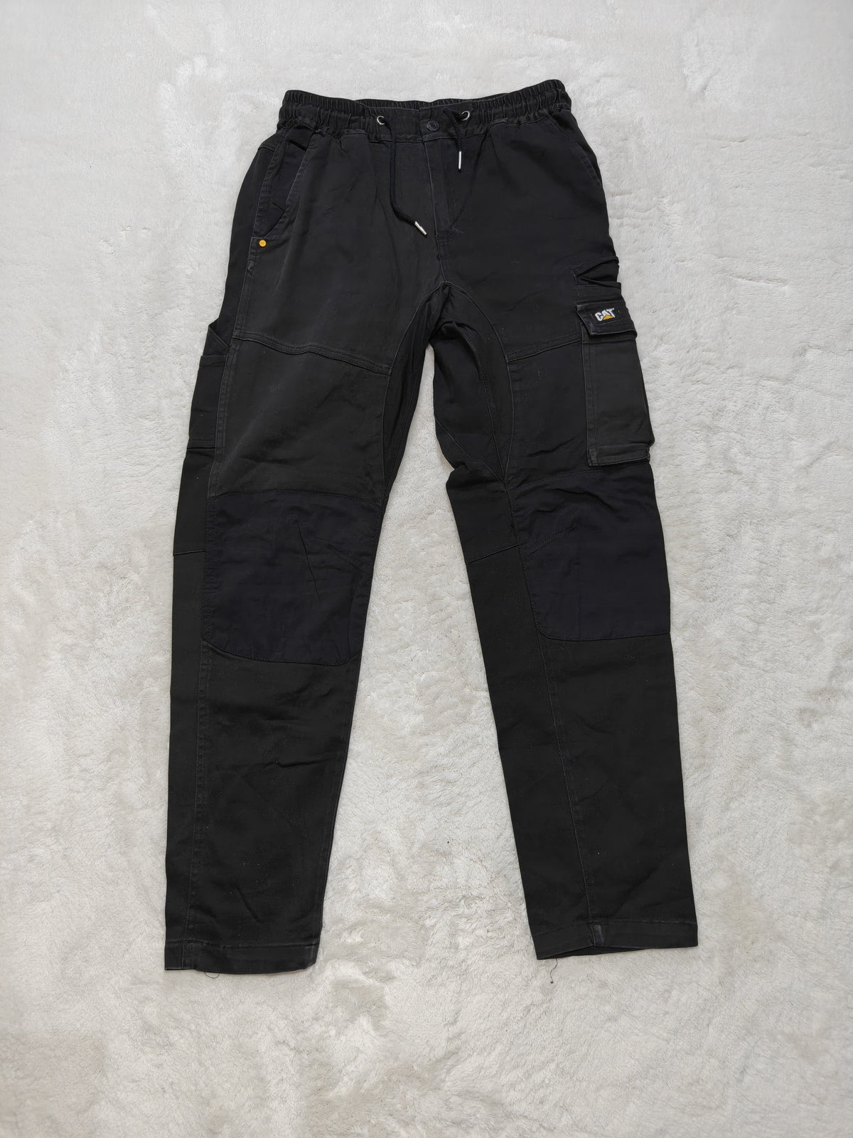 Men CAT Black Slim Cargo W34 L32 Pants