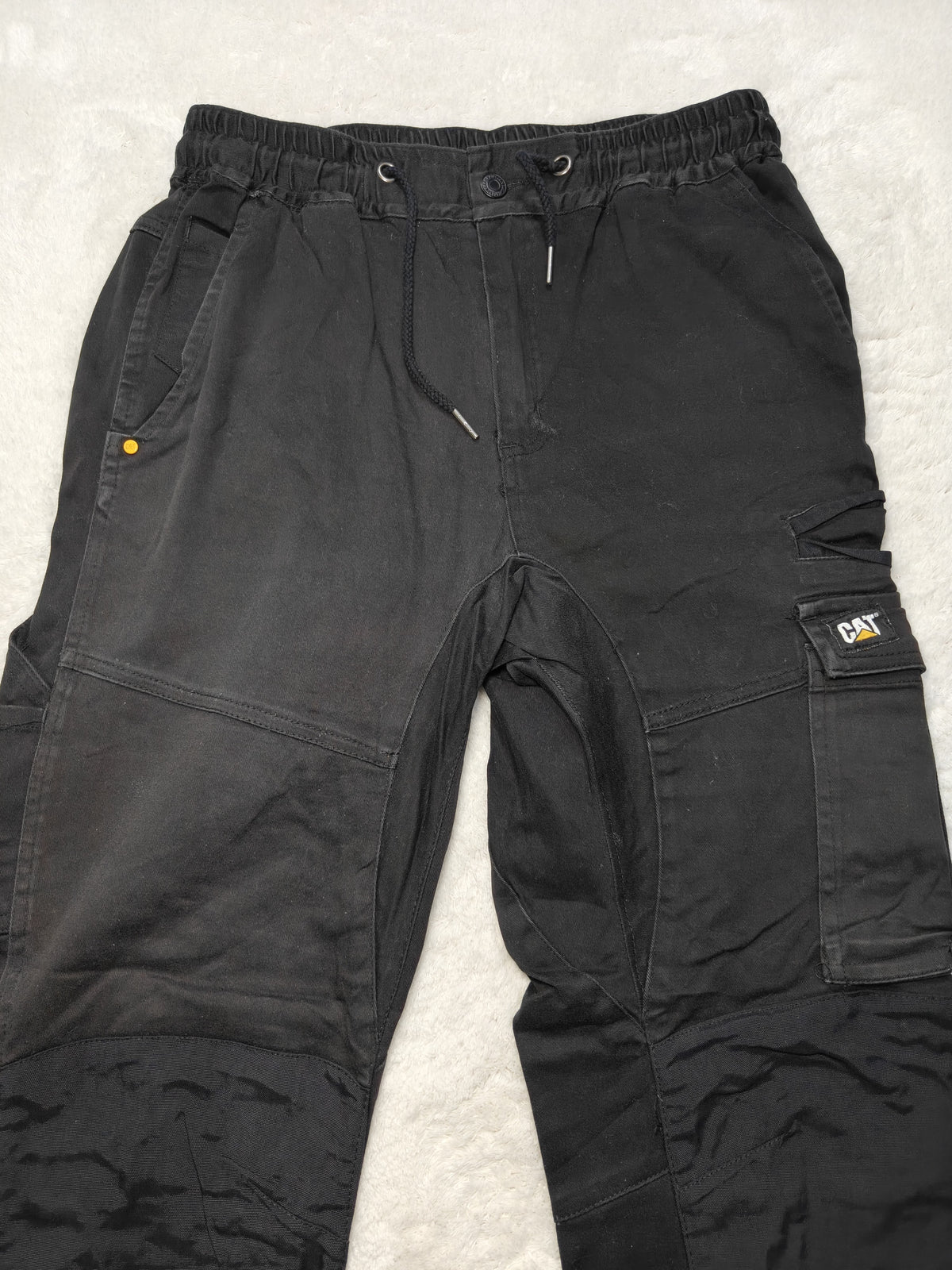 Men CAT Black Slim Cargo W34 L32 Pants