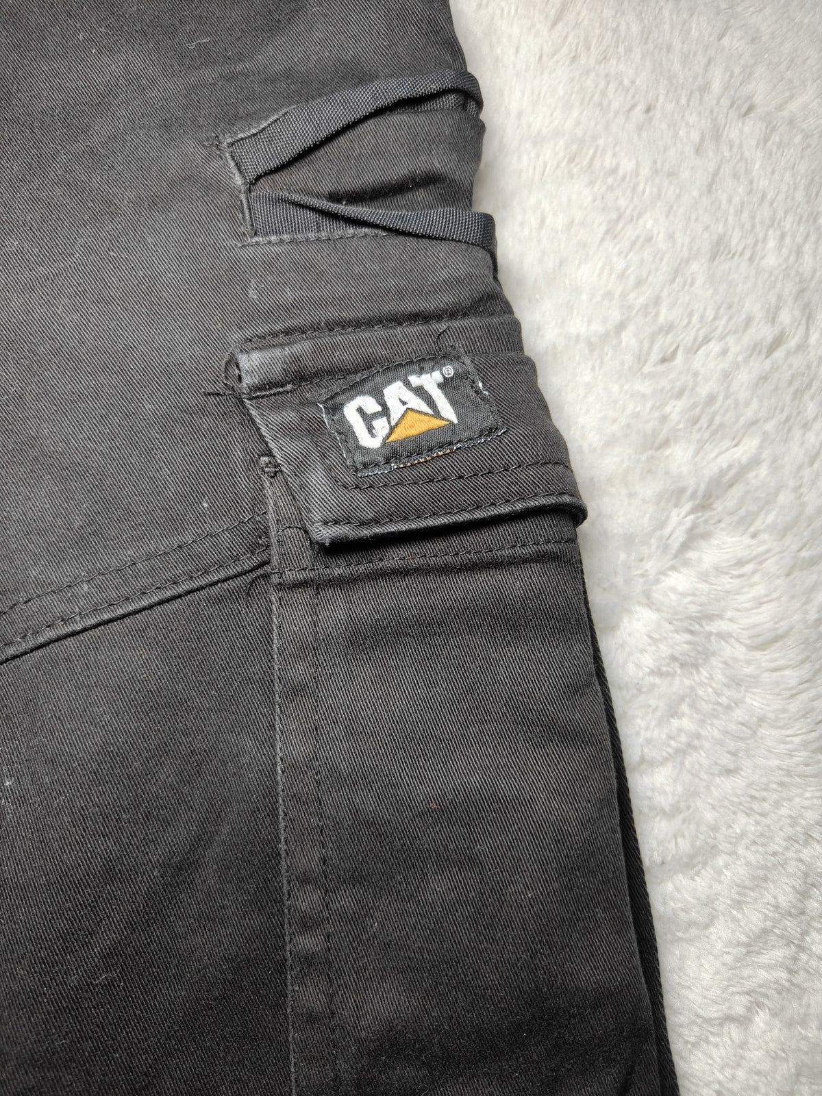 Men CAT Black Slim Cargo W34 L32 Pants