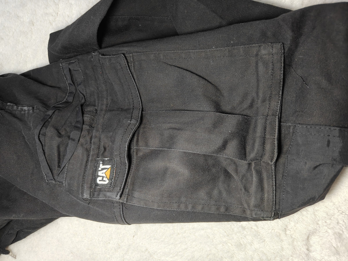 Men CAT Black Slim Cargo W34 L32 Pants