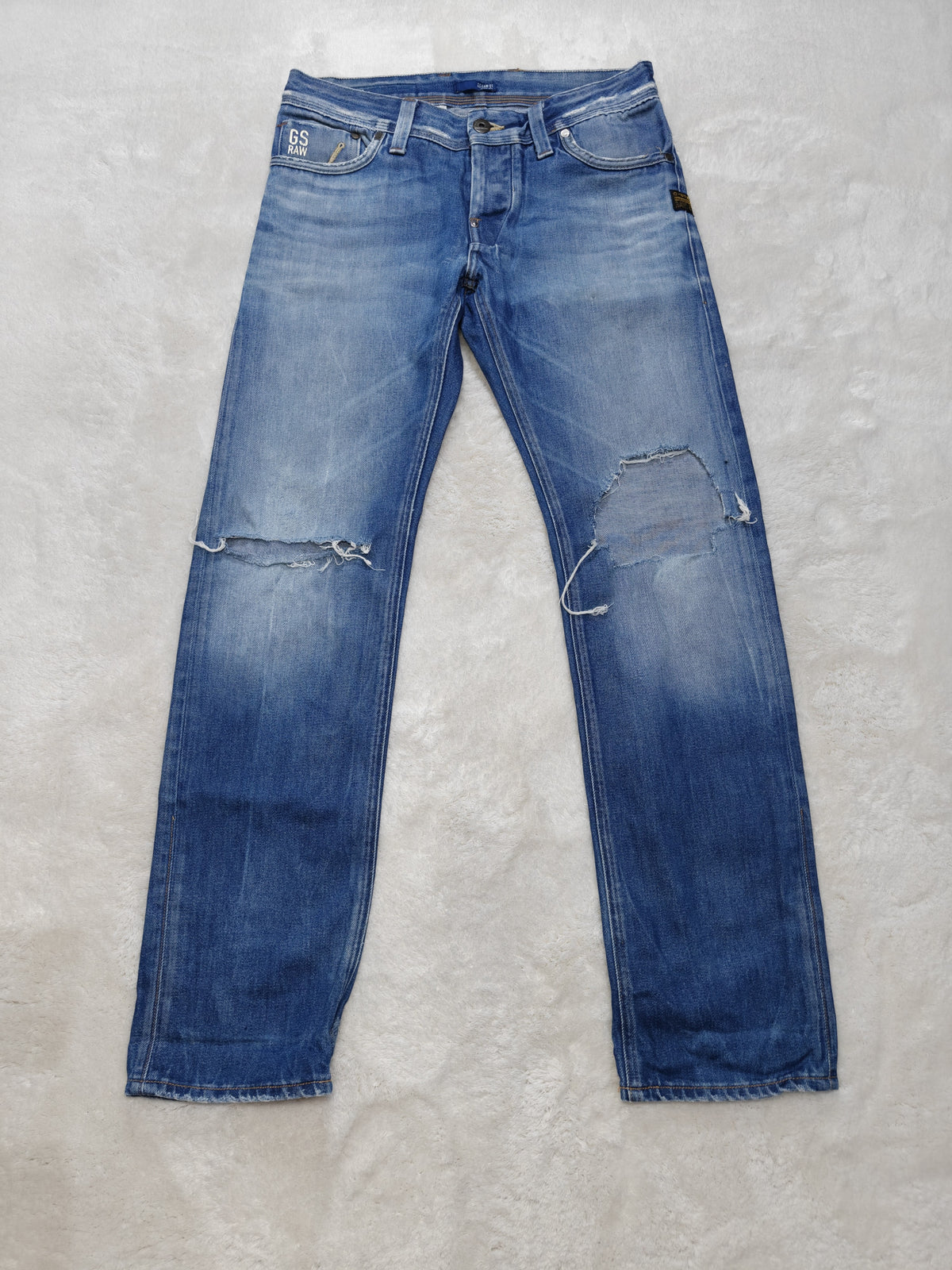 Men G-Star RAW Attacc Blue Straight W30 L32 Distressed Jeans