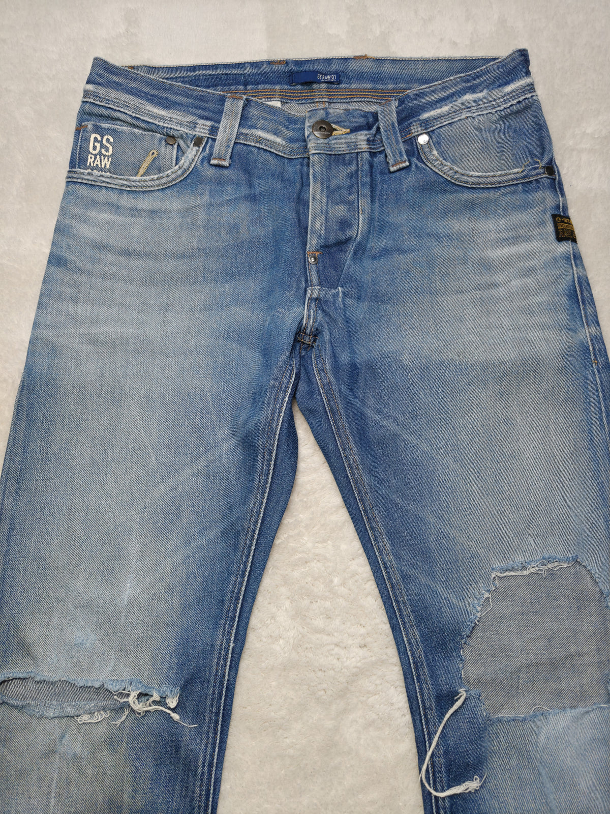 Men G-Star RAW Attacc Blue Straight W30 L32 Distressed Jeans