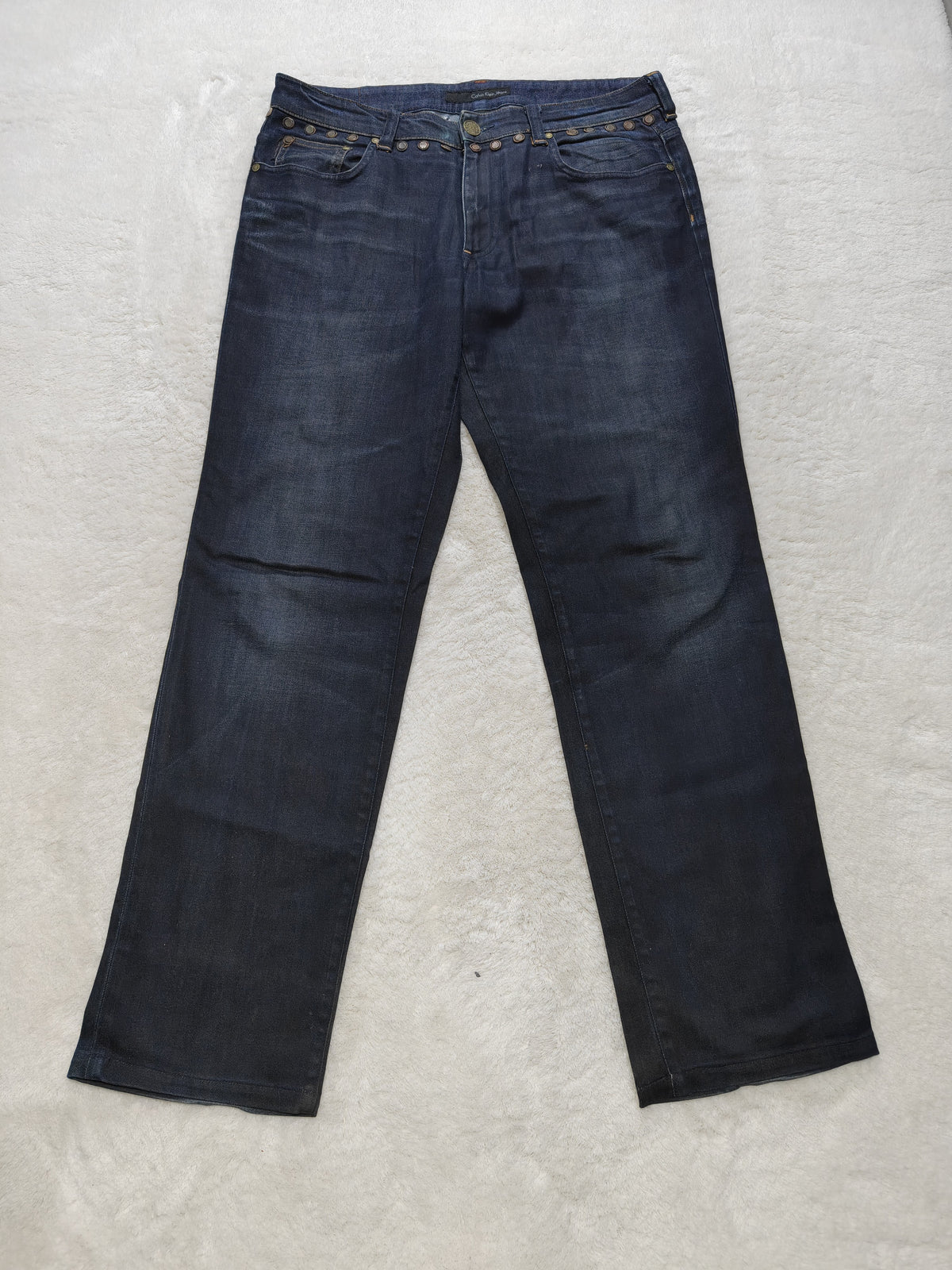 Men Calvin Klein Dark Washed Blue Slim W34 L32 Jeans