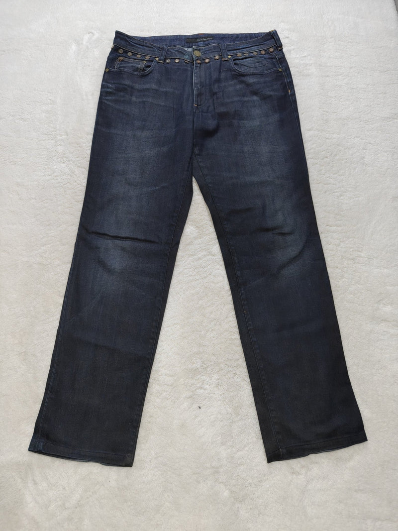 Men Calvin Klein Dark Washed Blue Slim W34 L32 Jeans