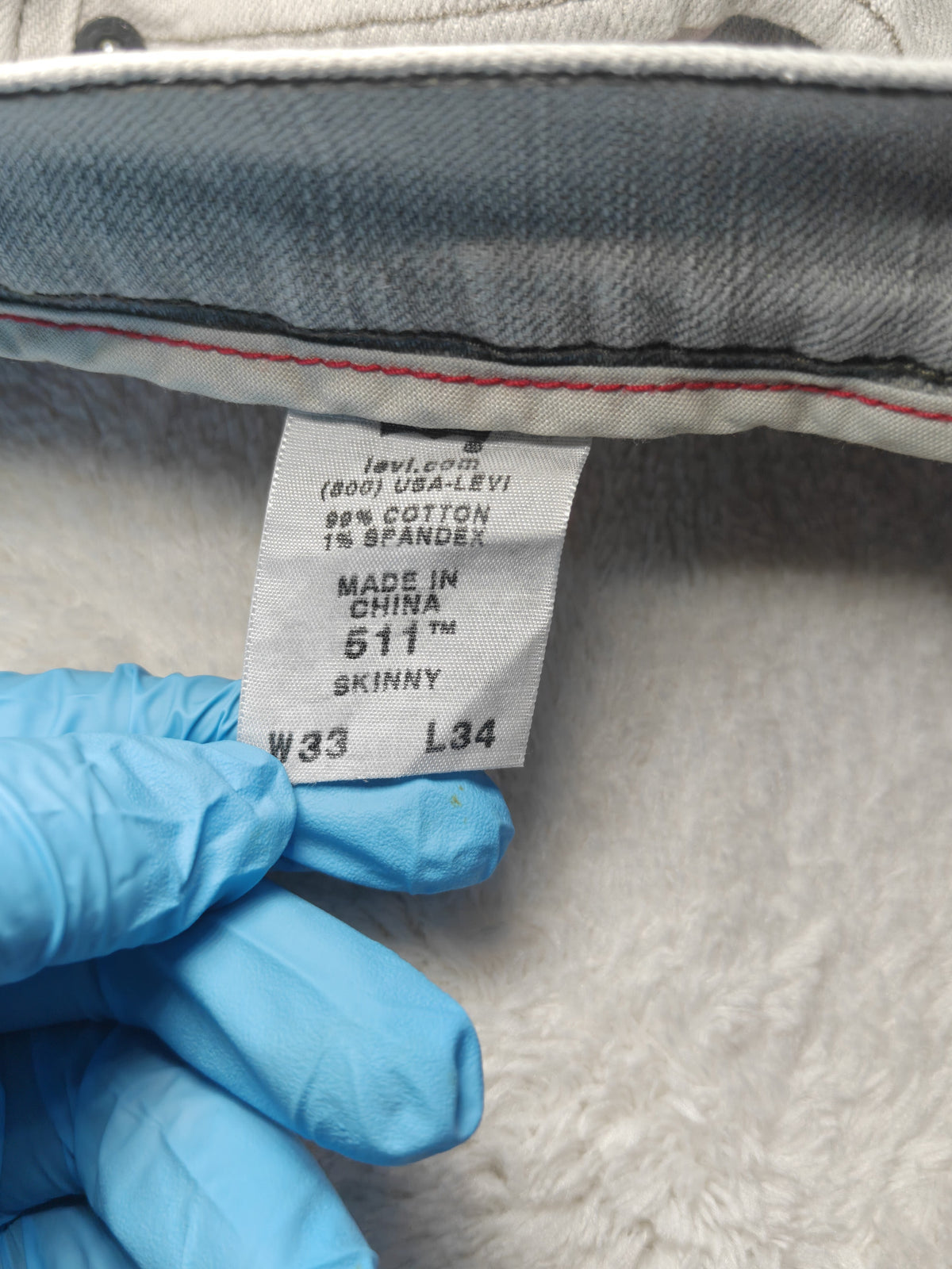 Men Levi’s 511 Light Grey Skinny W33 L34 Jeans