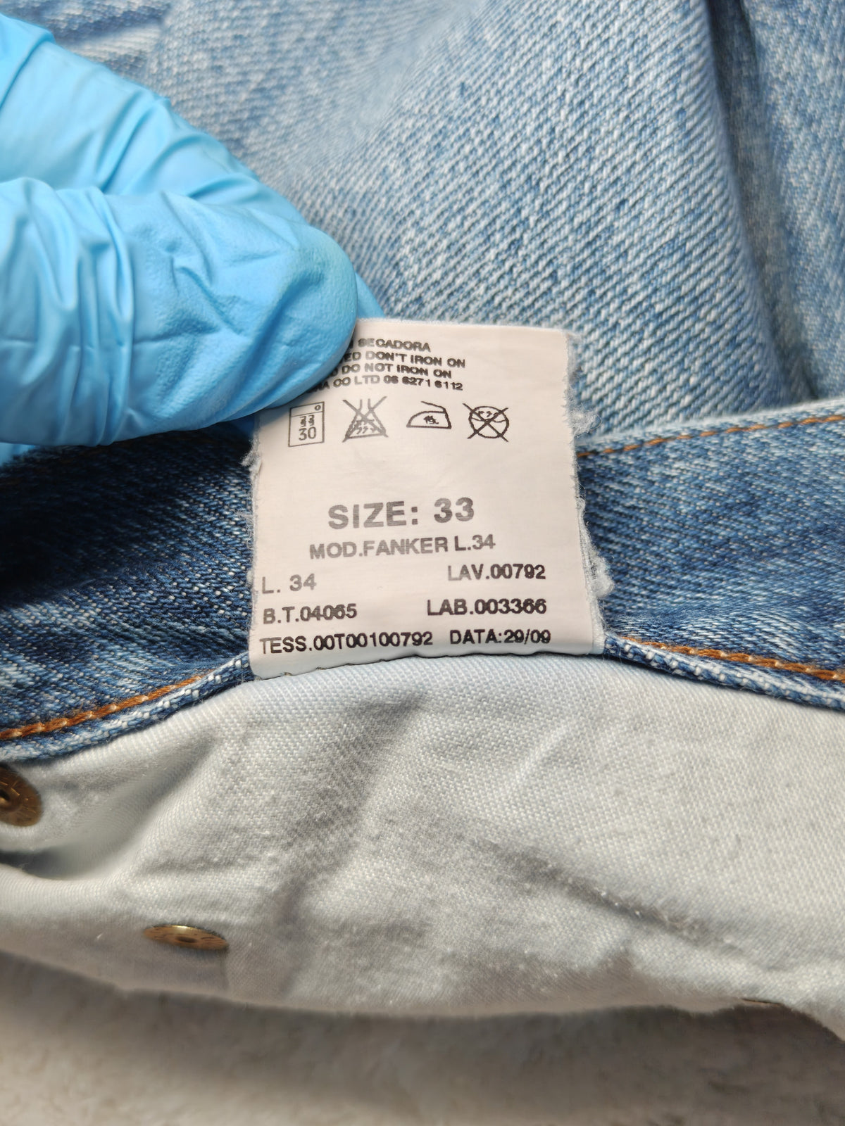 Men Diesel Franker Blue Straight W33 L34 Made in Italy Jeans