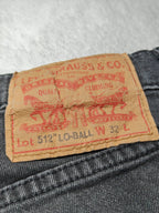 Men Levi’s 512 Lo-Ball Faded Black Tapered W32 L32 Jeans