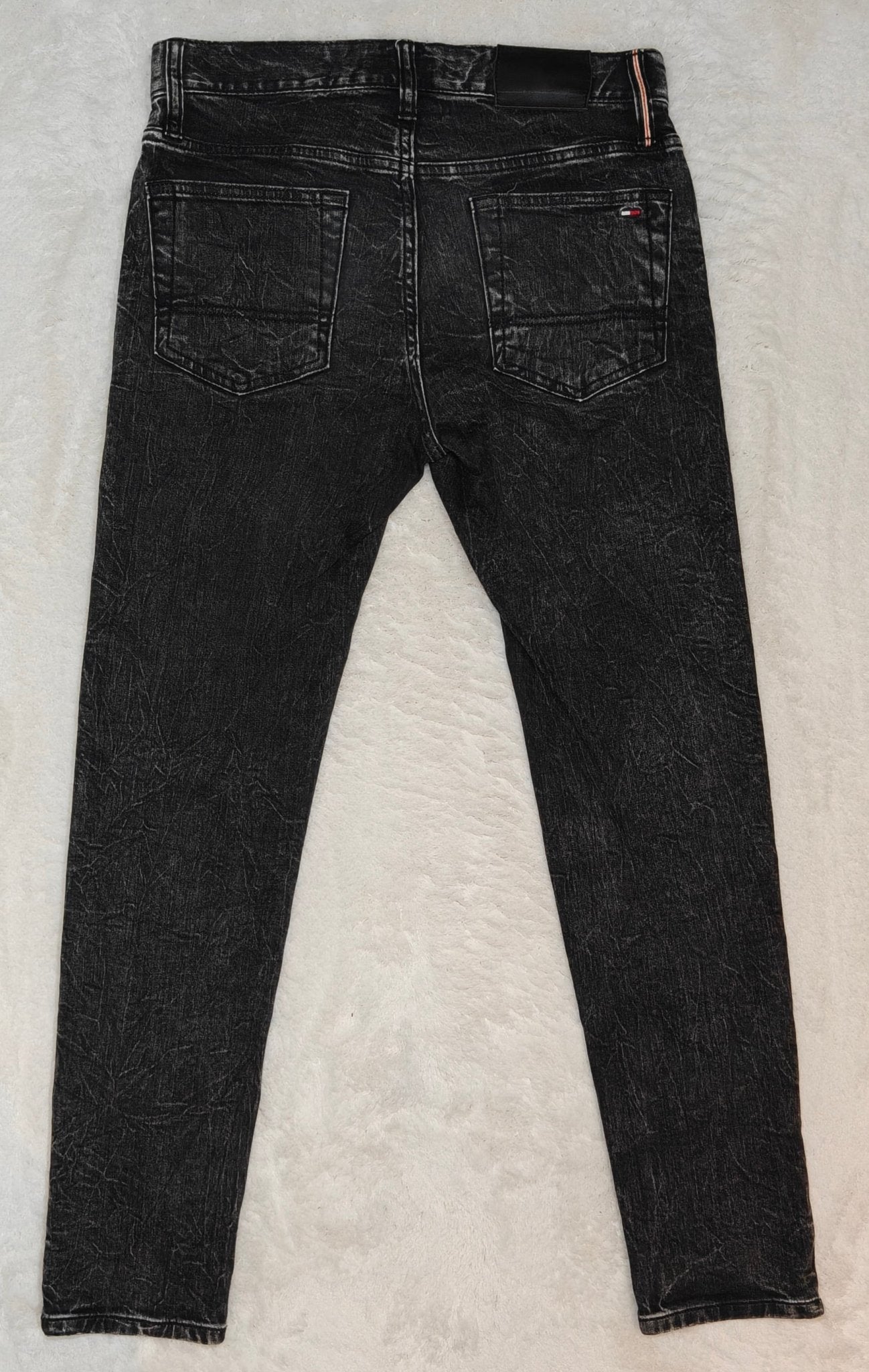 Men Tommy Hilfiger Étroite Black Faded Slim W29 L30 Jeans