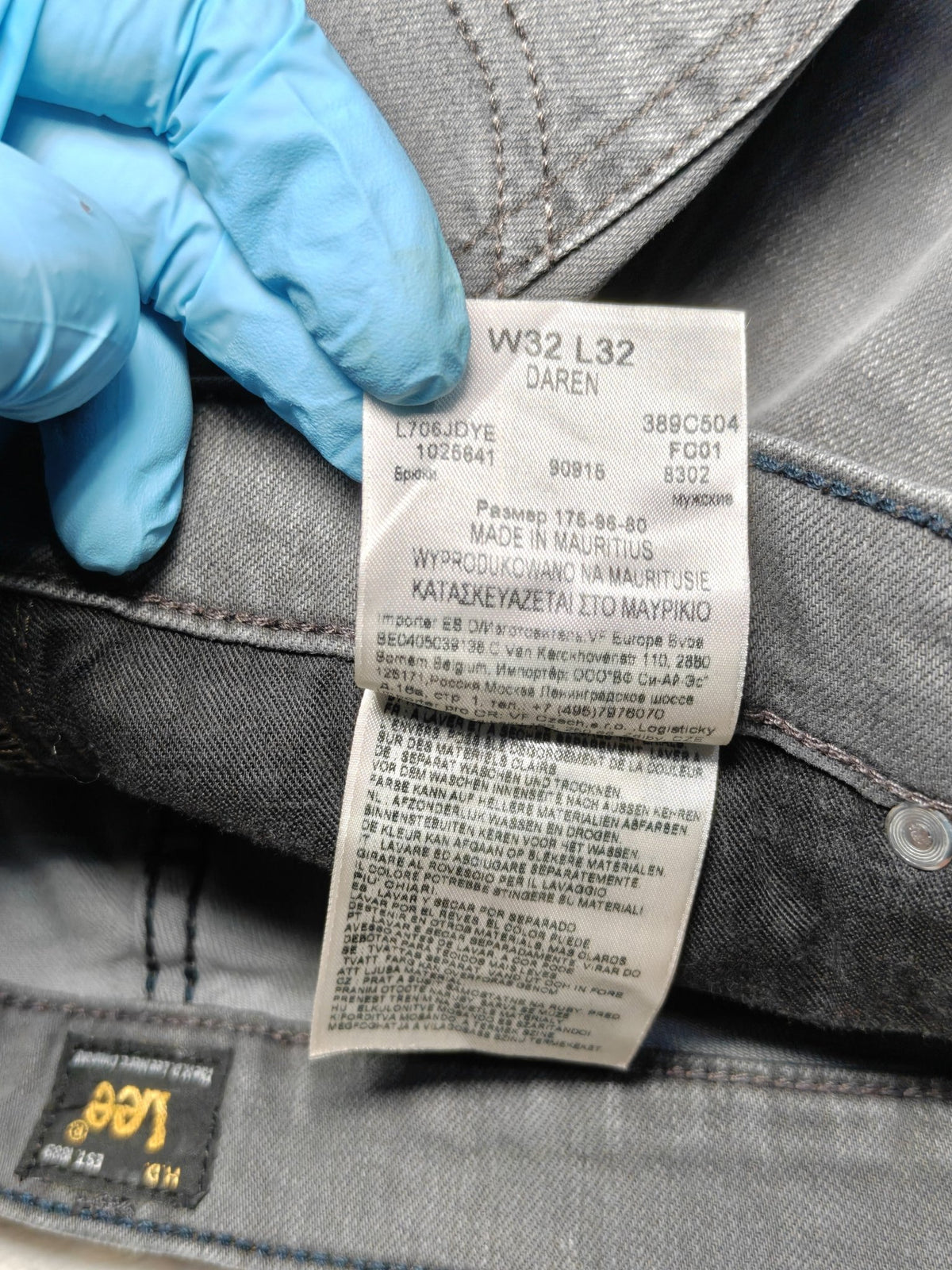 Men Lee Daren Grey Regular Straight W32 L32 Jeans