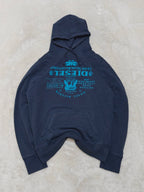 Men Diesel Blue Hoodie with Front Print (L)