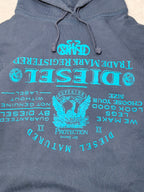 Men Diesel Blue Hoodie with Front Print (L)