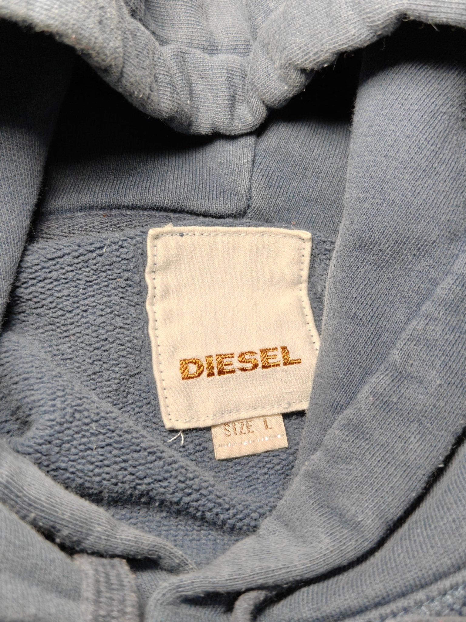 Men Diesel Blue Hoodie with Front Print (L)