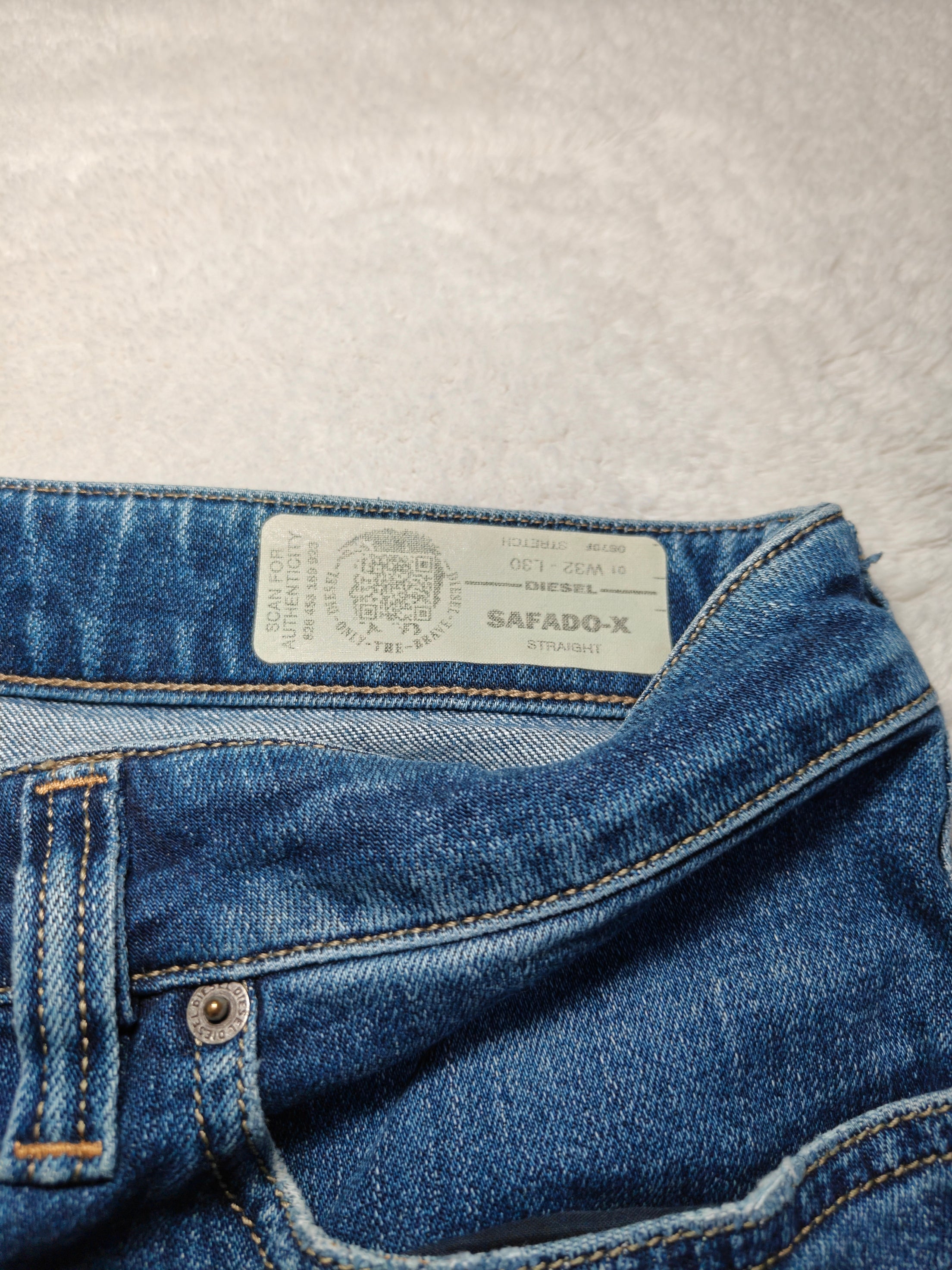 Men Diesel Safado-X Made in Italy Blue Wash 0870F Straight W32 L30 Jeans